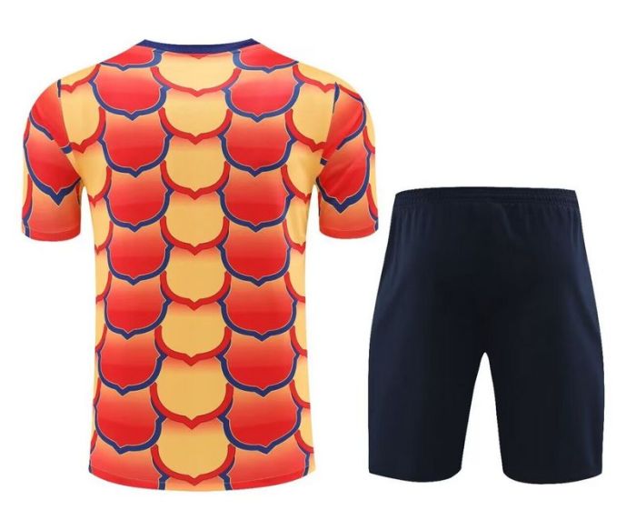 Adult Uniform 2024 Barcelona Red/Yellow Soccer Training Jersey and Shorts Cotton Football Kits