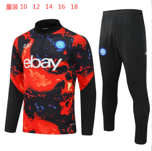Youth 2024 Napoli Black/Red Soccer Training Sweater and Pants