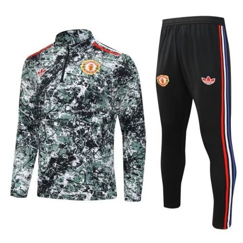 2024 Manchester United X the Stone Roses Version Soccer Training Sweater and Pants