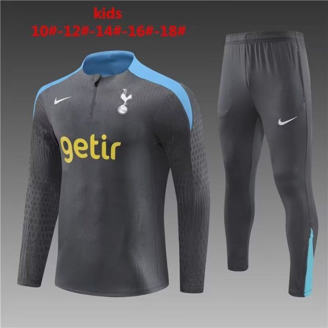 Youth 2024 Tottenham Hotspur Dark Grey Soccer Training Sweater and Pants