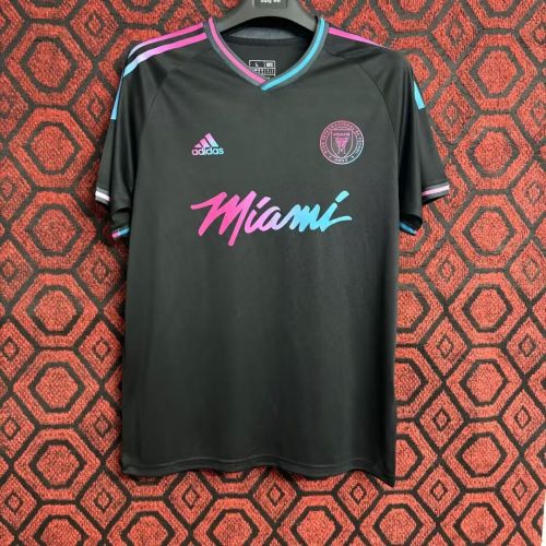 Fan Version 2024-2025 Inter Miami Black Soccer Training Jersey Football Pre-match Shirt