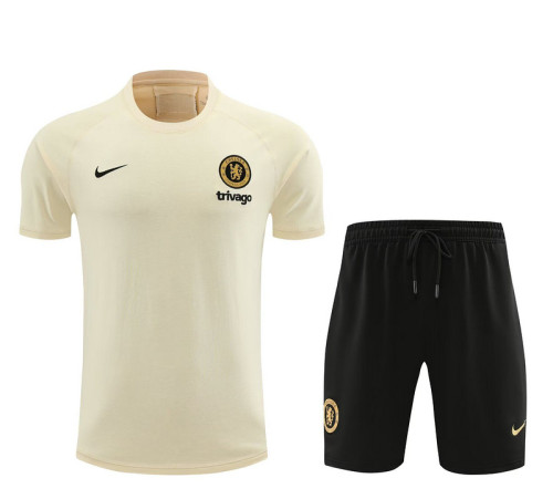 Adult Uniform 2024-2025 Chelsea Yellow Soccer Training Jersey and Shorts Cotton Football Kits