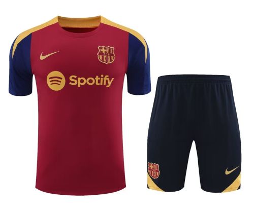 Adult Uniform 2024 Barcelona Red Soccer Training Jersey and Shorts Cotton Football Kits