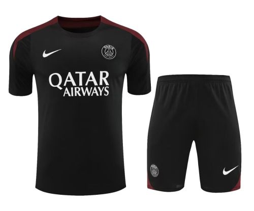 Adult Uniform 2024 PSG Black Soccer Training Jersey and Shorts Paris Football Kits