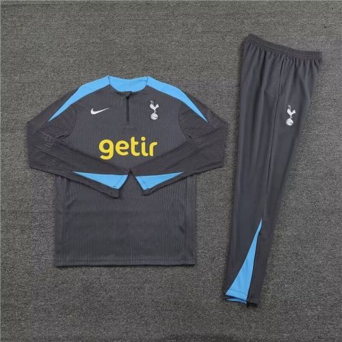 2024 Tottenham Hotspur Dark Grey Soccer Training Sweater and Pants