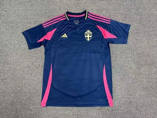 Fan Version 2024 Sweden Away Dark Blue Soccer Jersey Football Shirt