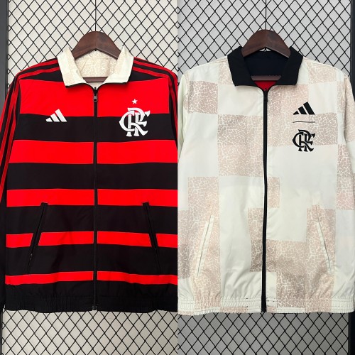 2024 Flamengo Trench Coat Reversible Soccer Reversible Windbreaker Jacket