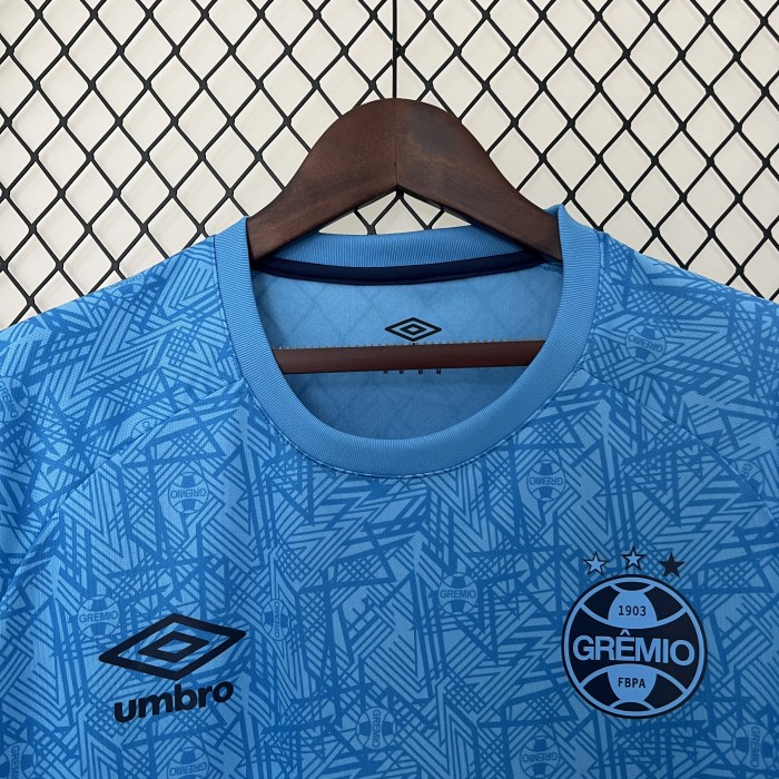 Fan Version 2024-2025 Gremio Blue Goalkeeper Soccer Jersey Football Shirt