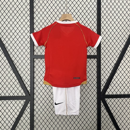 Retro Youth Uniform Kids Kit 2006-2007 Manchester United Home Soccer Jersey Shorts Vintage Child Football Set