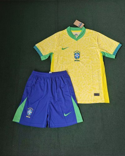 Adult Uniform 2024 Brazil Home Soccer Jersey Shorts Brasil Camisetas de Futbol