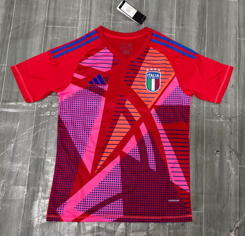 Fan Version Italy 2024 Red Goalkeeper Soccer Jersey Football Shirt