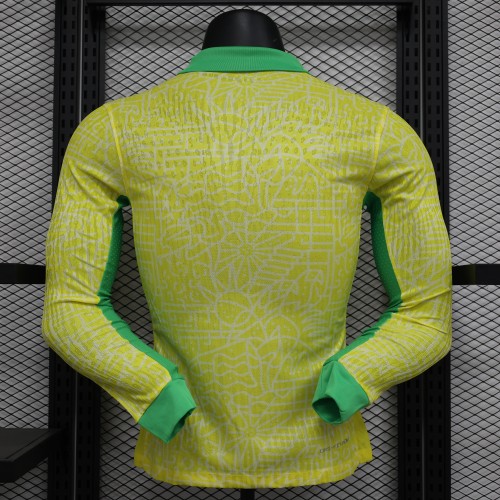 Long Sleeve Player Version 2024 Brazil Home Soccer Jersey Brasil Football Shirt