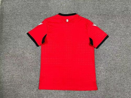 Fan Version Georgia 2024 Away Red Soccer Jersey Football Shirt