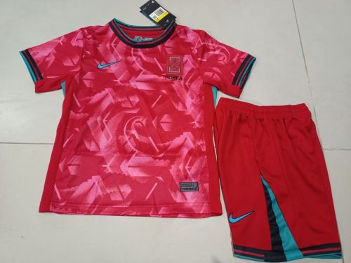 Youth Uniform Kids Kit South Korea 2024 Home Soccer Jersey Shorts Child Football Set