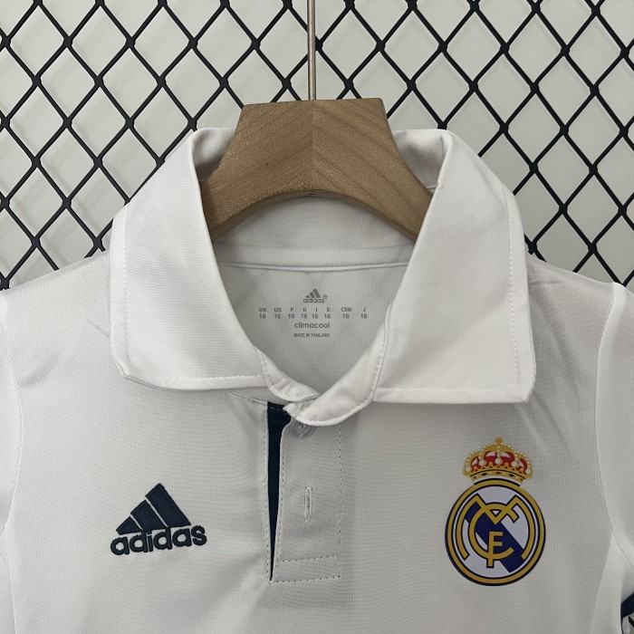 Retro Youth Uniform Kids Kit 2016-2017 Real Madrid Home Soccer Jersey Shorts Child Football Set