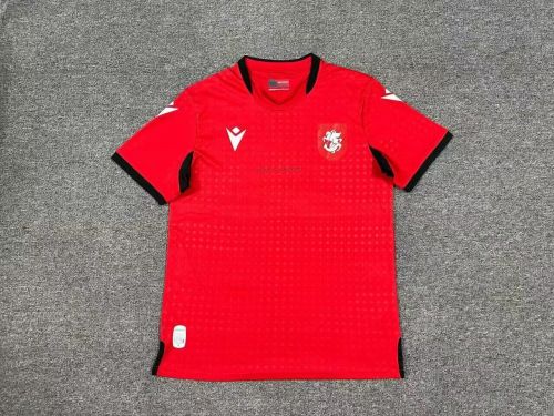 Fan Version Georgia 2024 Away Red Soccer Jersey Football Shirt