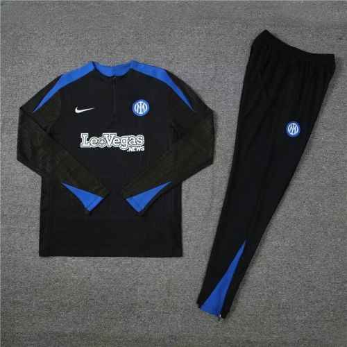 2024 Inter Milan Black/Blue Soccer Training Sweater and Pants