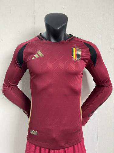 Long Sleeve Player Version 2024 BEL Home Soccer Jersey Football Shirt