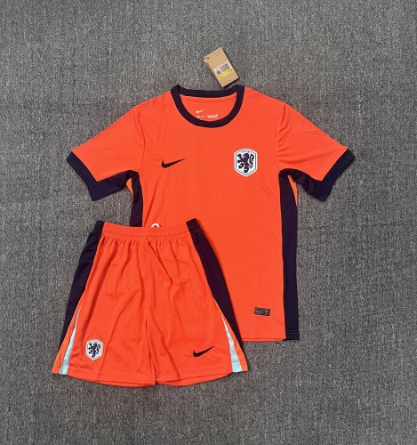 Adult Uniform 2024 Netherlands Home Soccer Jersey Shorts Holland Football Set