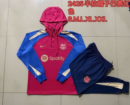 2024 Barcelona Red/Blue Soccer Training Hoodie and Pants Football Tracksuit