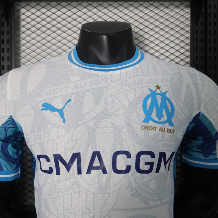 Player Version 2024-2025 Olympique de Marseille Home Soccer Jersey Football Shirt