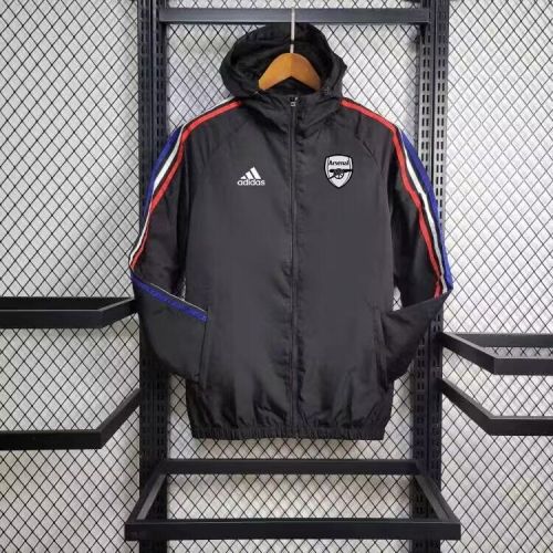 2024 Arsenal Black Soccer Windbreaker Jacket Football Jacket