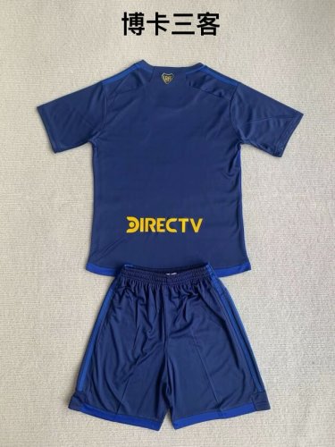 Youth Uniform Kids Kit 2023-2024 Boca Juniors Fourth Away Soccer Jersey Shorts Child Football Set