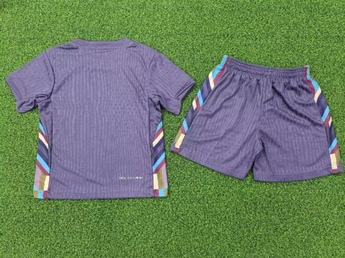 Player Version Youth Uniform Kids Kit England 2024 Away Soccer Jersey Shorts Child Football Set