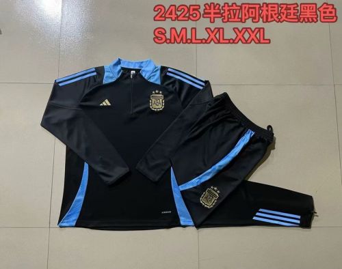2024 Argentina Black/Blue Soccer Training Sweater and Pants