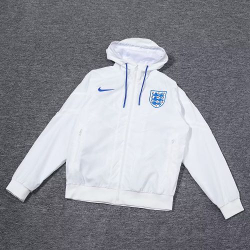 2024 England All White Soccer Windbreaker Jacket Football Jacket