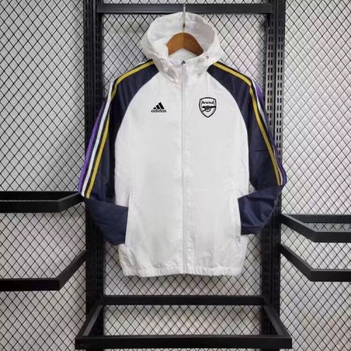 2024 Arsenal White/Dark Blue Soccer Windbreaker Jacket Football Jacket