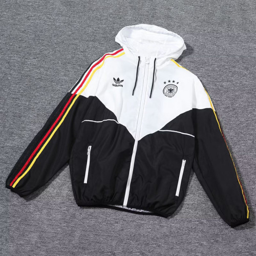 2024 Germany White/Black Soccer Hoodie Football Windbreaker Jacket