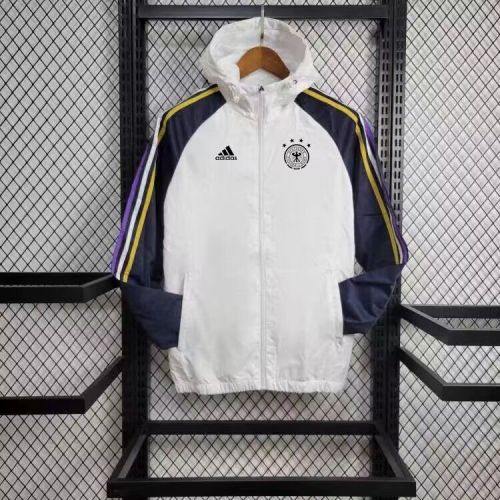 2024 Germany White/Dark Blue Soccer Windbreaker Jacket Football Jacket