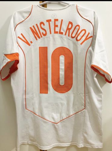 Retro Jersey 2004 Netherlands V.NISTELROOY 10 Away White Soccer Jersey Vintage Holland Football Shirt