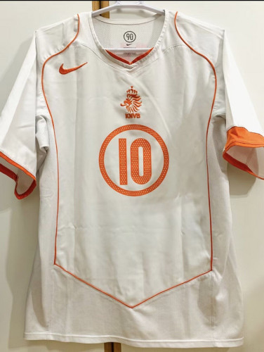 Retro Jersey 2004 Netherlands V.NISTELROOY 10 Away White Soccer Jersey Vintage Holland Football Shirt