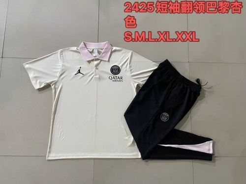 Adult Uniform 2024 Paris Beige PSG Soccer Polo and Pants