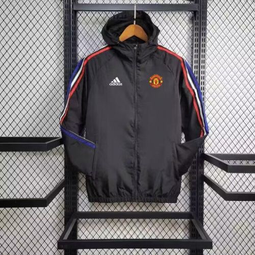 2024 Manchester United Black Soccer Windbreaker Jacket Football Jacket