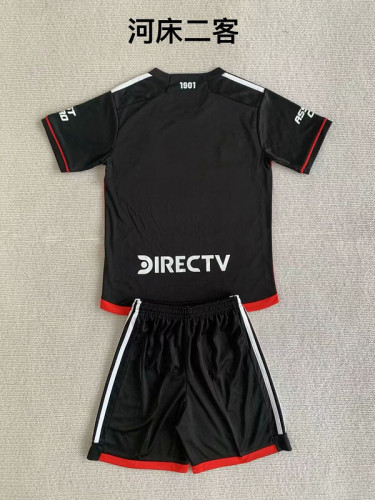Youth Uniform Kids Kit 2024-2025 River Plate Third Away Black Soccer Jersey Shorts Child Football Set