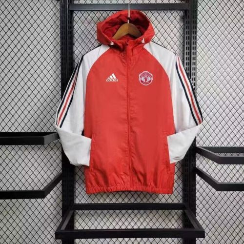 2024 Manchester United Red/White Soccer Windbreaker Jacket Football Jacket
