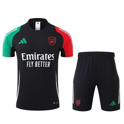 Adult Uniform 2024 Arsenal Black/Green/Red Soccer Training Jersey and Shorts Football Kits