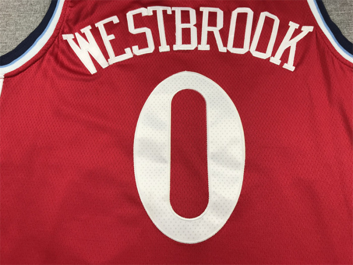 New Los Angeles Clippers 0 WESTBROOK Red NBA Jersey Basketball Shirt