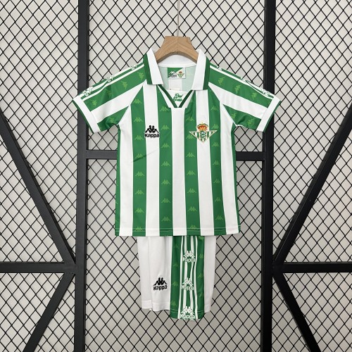 Retro Youth Uniform Kids Kit 1995-1997 Real Betis Home Soccer Jersey Shorts Vintage Child Football Set
