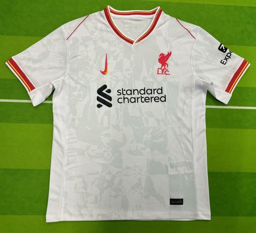 Fans Version 2024-2025 Liverpool Third Away White Soccer Jersey Football Shirt