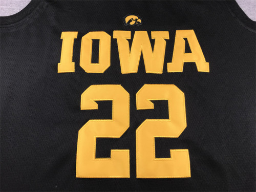 Iowa Hawkeyes 22 CLARK All Black Basketball Shirt NBA Jersey
