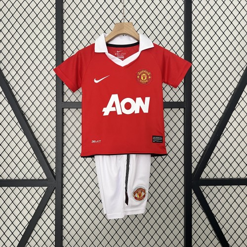 Retro Youth Uniform Kids Kit 2000-2001 Manchester United Home Soccer Jersey Shorts Vintage Child Football Set