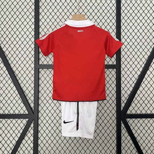 Retro Youth Uniform Kids Kit 2010-2011 Manchester United Home Soccer Jersey Shorts Vintage Child Football Set