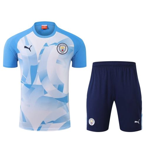 Adult Uniform 2024 Manchester City Blue/White Soccer Training Jersey and Shorts Football Kits