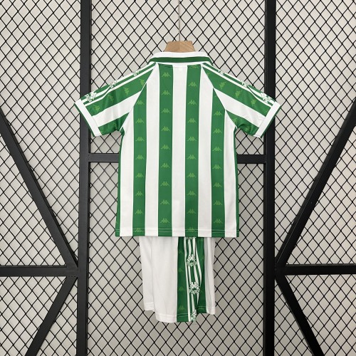 Retro Youth Uniform Kids Kit 1995-1997 Real Betis Home Soccer Jersey Shorts Vintage Child Football Set