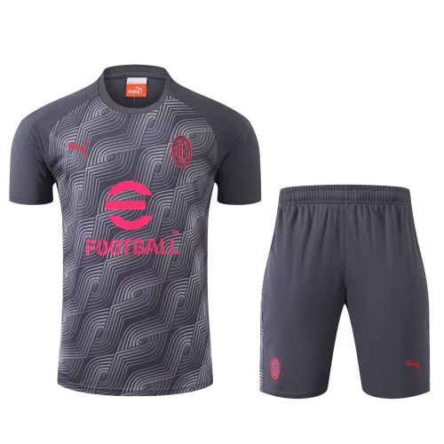 Adult Uniform 2024 AC Milan Grey Soccer Training Jersey and Shorts Football Kits