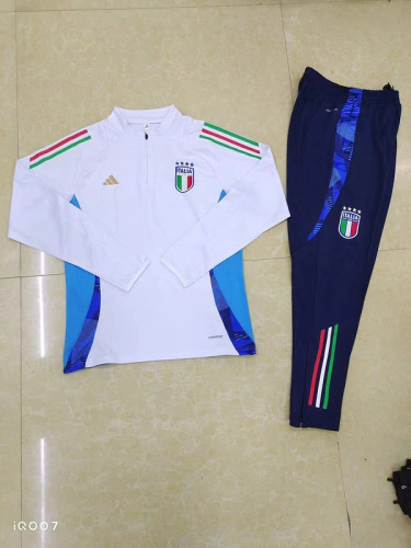 2024 Italy White Soccer Training Sweater and Pants